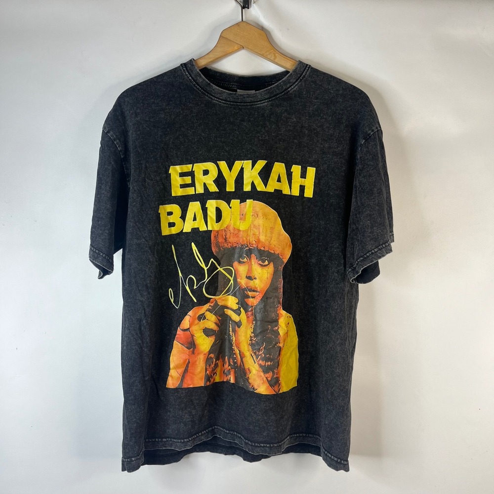 Digiprint Apparel Erykah Badu Graphic Tee Women L Black Mineral Wash Streetwear